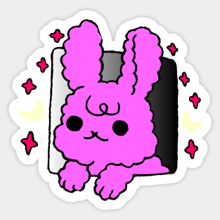 purple bunny peeking out the window, cute bunny Sticker